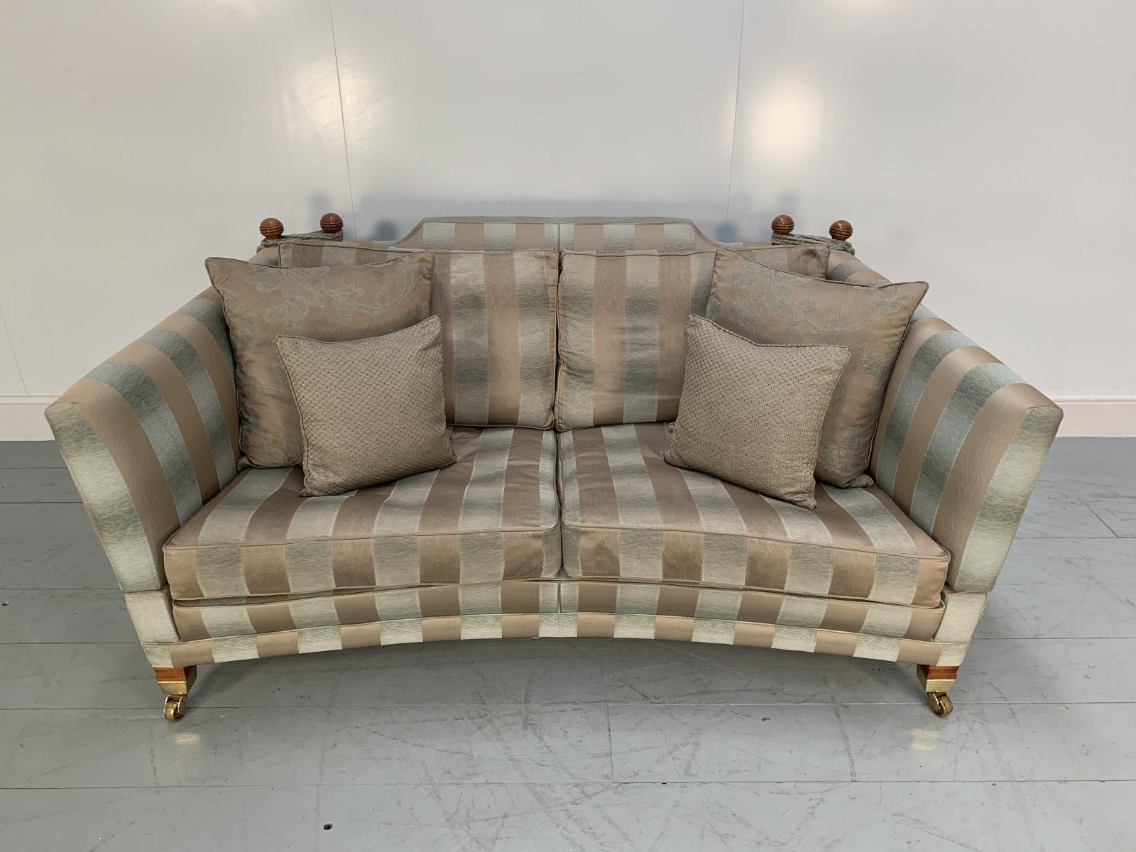 Duresta “Hornblower” 2.5-Seat Sofa & “Rectory” Footstool in Pale-Gold Stripe In Good Condition In Barrowford, GB