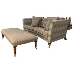 Duresta “Hornblower” 2.5-Seat Sofa & “Rectory” Footstool in Pale-Gold Stripe