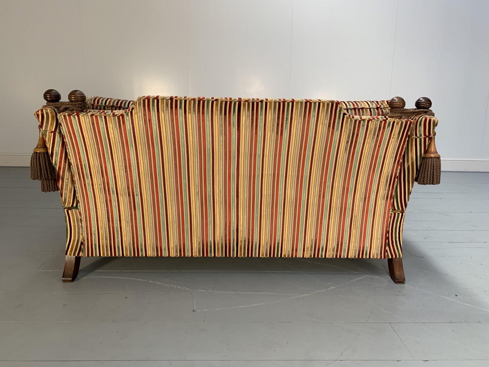 Duresta “Hornblower” Large 2.5-Seat Sofa in Striped Velvet Fabric In Good Condition For Sale In Barrowford, GB