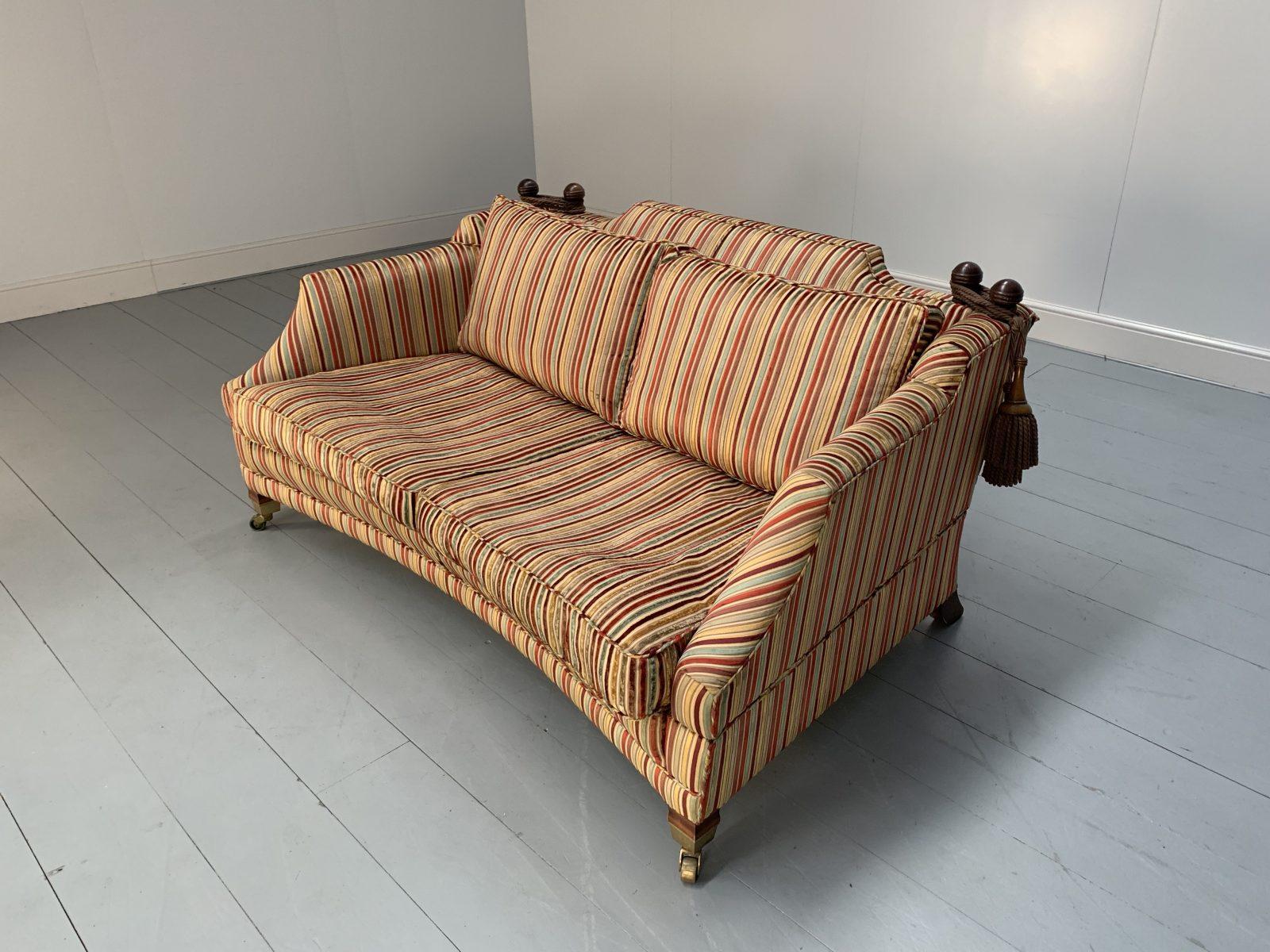 Duresta “Hornblower” Large 2.5-Seat Sofa in Striped Velvet Fabric For Sale 1