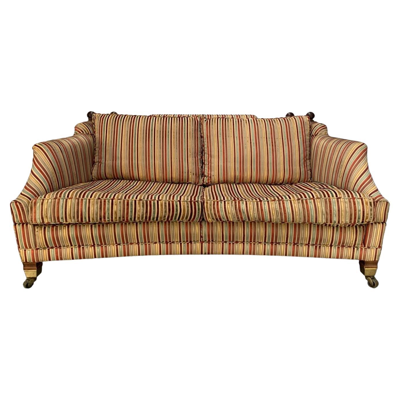 Duresta “Hornblower” Large 2.5-Seat Sofa in Striped Velvet Fabric For Sale