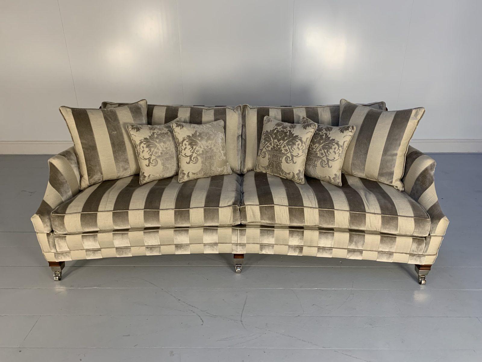 Duresta “Hornblower” Sofa & 2 “Horatio” Armchair Suite – in Silver Stripe Velvet For Sale 4
