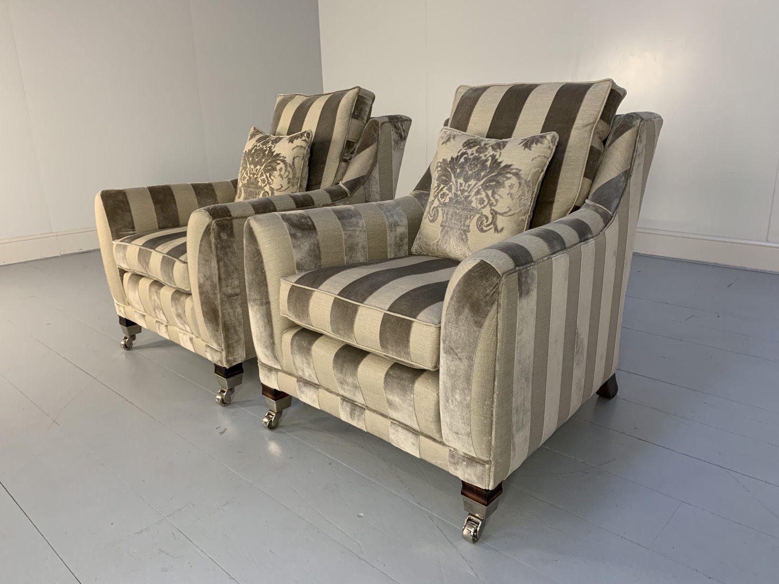 Duresta “Hornblower” Sofa & 2 “Horatio” Armchair Suite – in Silver Stripe Velvet For Sale 9