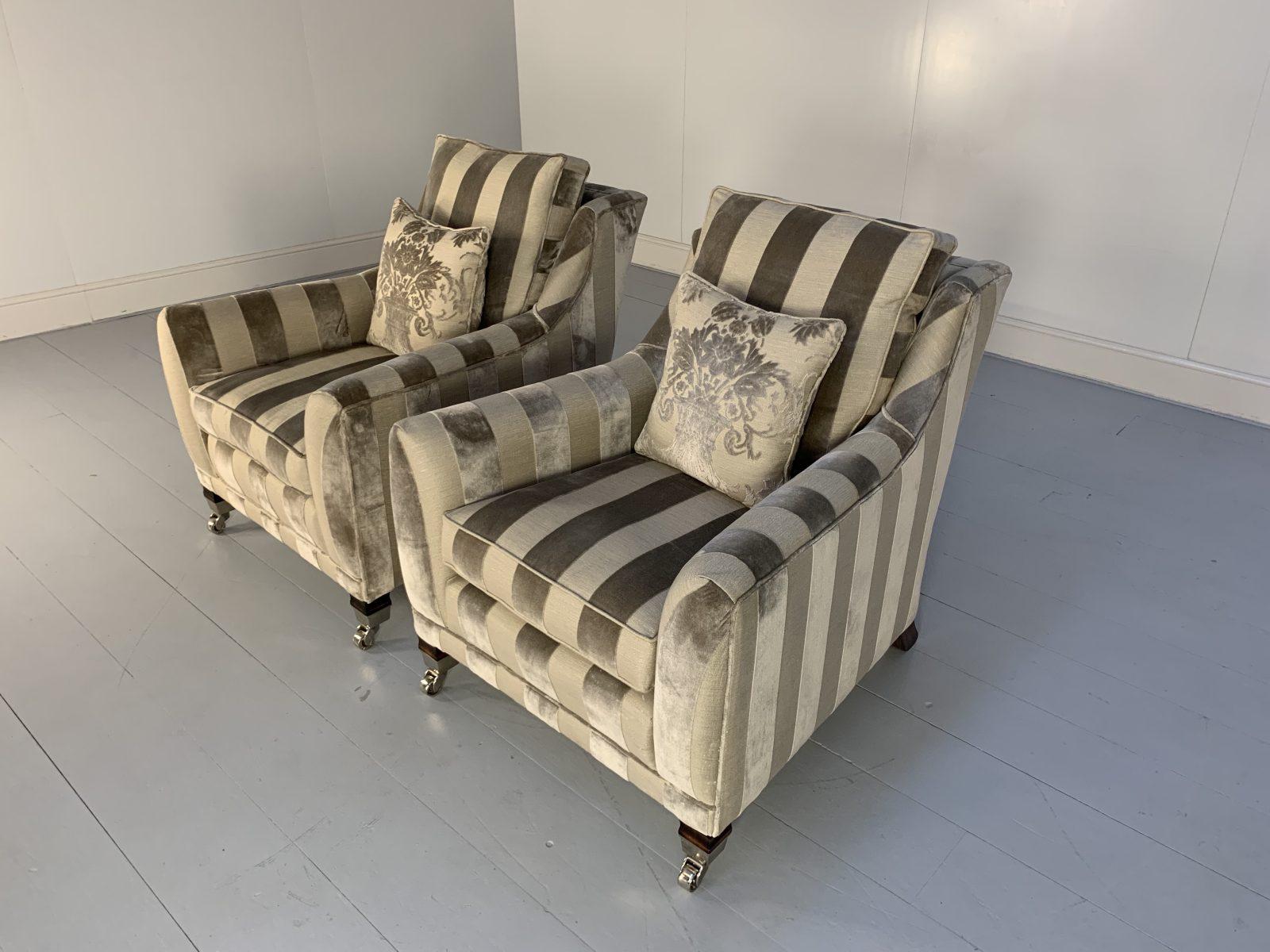 Duresta “Hornblower” Sofa & 2 “Horatio” Armchair Suite – in Silver Stripe Velvet For Sale 10