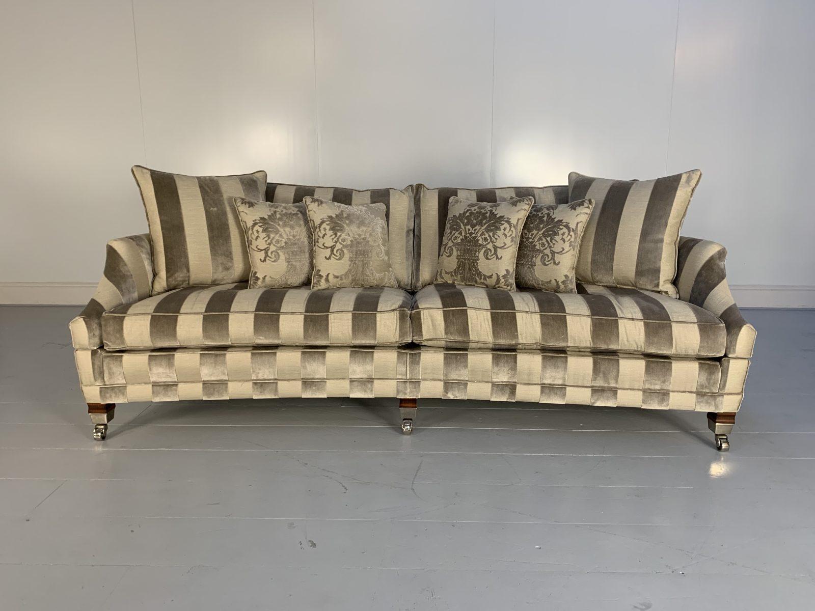 Contemporary Duresta “Hornblower” Sofa & 2 “Horatio” Armchair Suite – in Silver Stripe Velvet For Sale