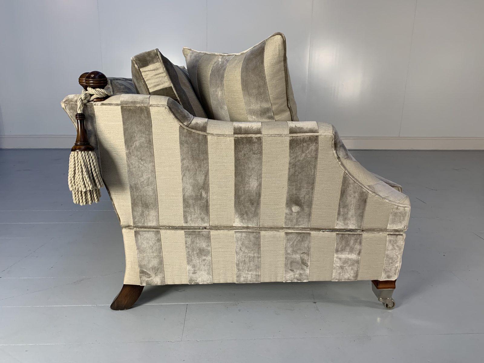 Duresta “Hornblower” Sofa & 2 “Horatio” Armchair Suite – in Silver Stripe Velvet For Sale 1