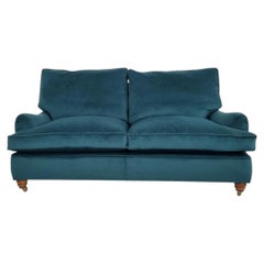 Duresta Lansdowne Three-Seater Luxury English Sofa in Luxurious Teal Velvet
