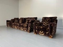 Duresta "Mandalay" Sofa & 2 Armchair Suite - In Aubergine & Gold Velvet