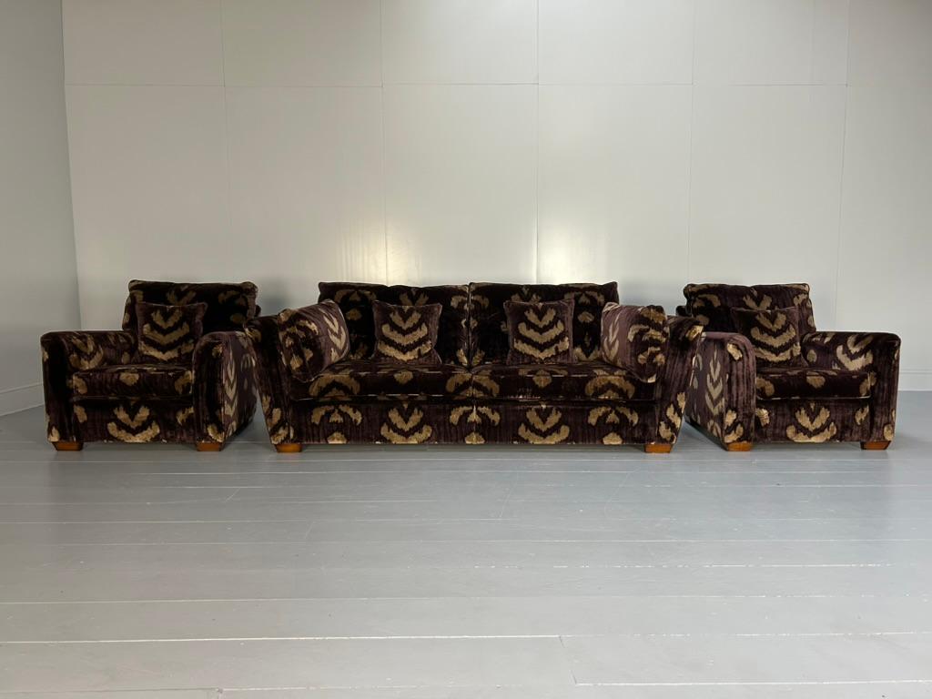 Suite Duresta Mandalay et 2 fauteuils en aubergine et velours doré Bon état - En vente à Barrowford, GB