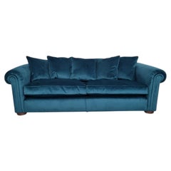 Duresta Maximus Grande English Three-Seater Sofa in Luxurious Teal Velvet