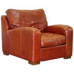 Duresta Panther Aged Brown Heritage Leather Armchair Feather Cushion