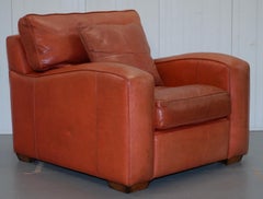 Duresta Panther Brown Leather Armchair and Oversized Plantation Stool