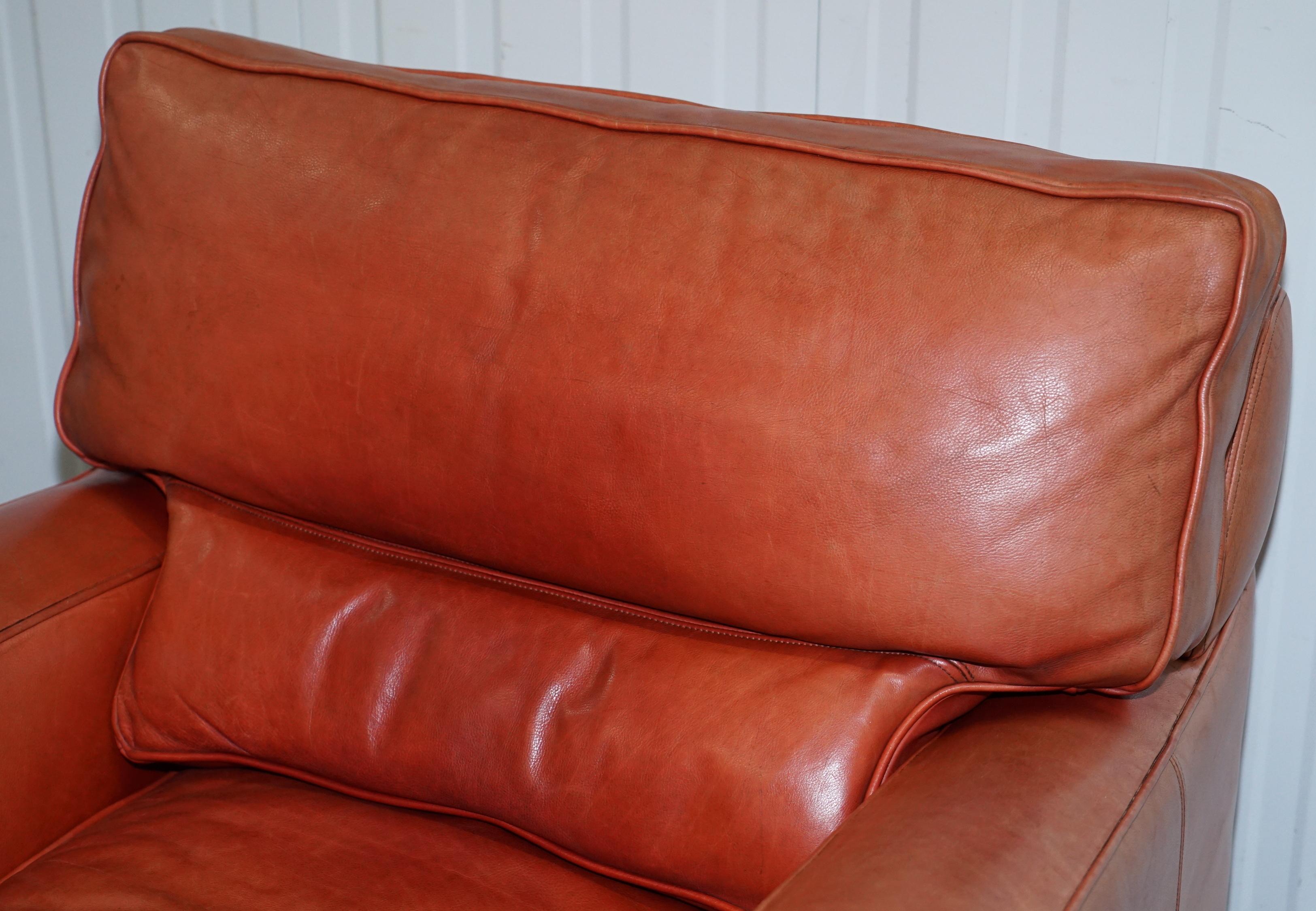 Modern Duresta Panther Brown Leather Armchair and Oversized Plantation Stool