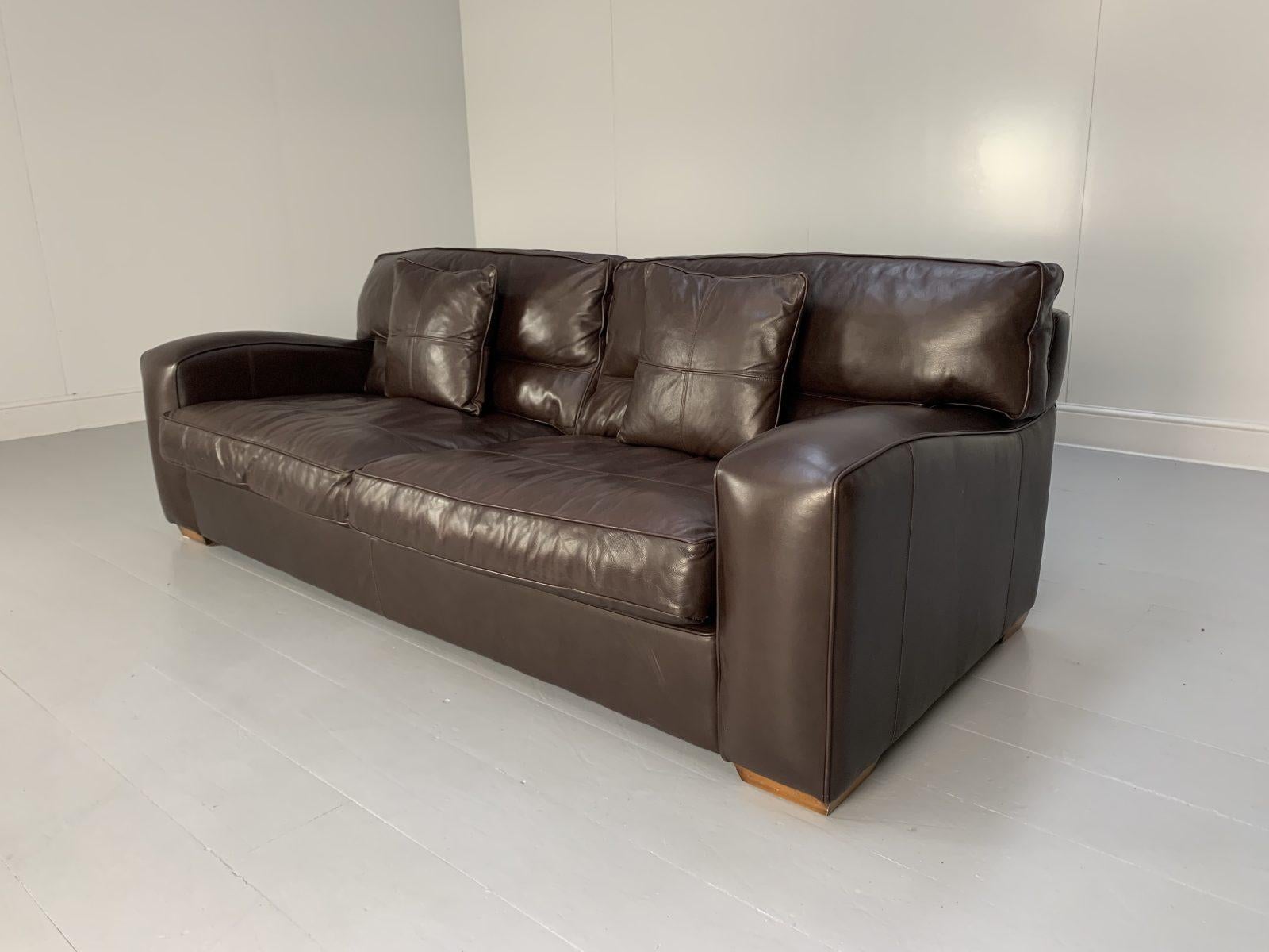Duresta “Panther” Grand 3-Seat Sofa, in Dark Brown Leather For Sale 4