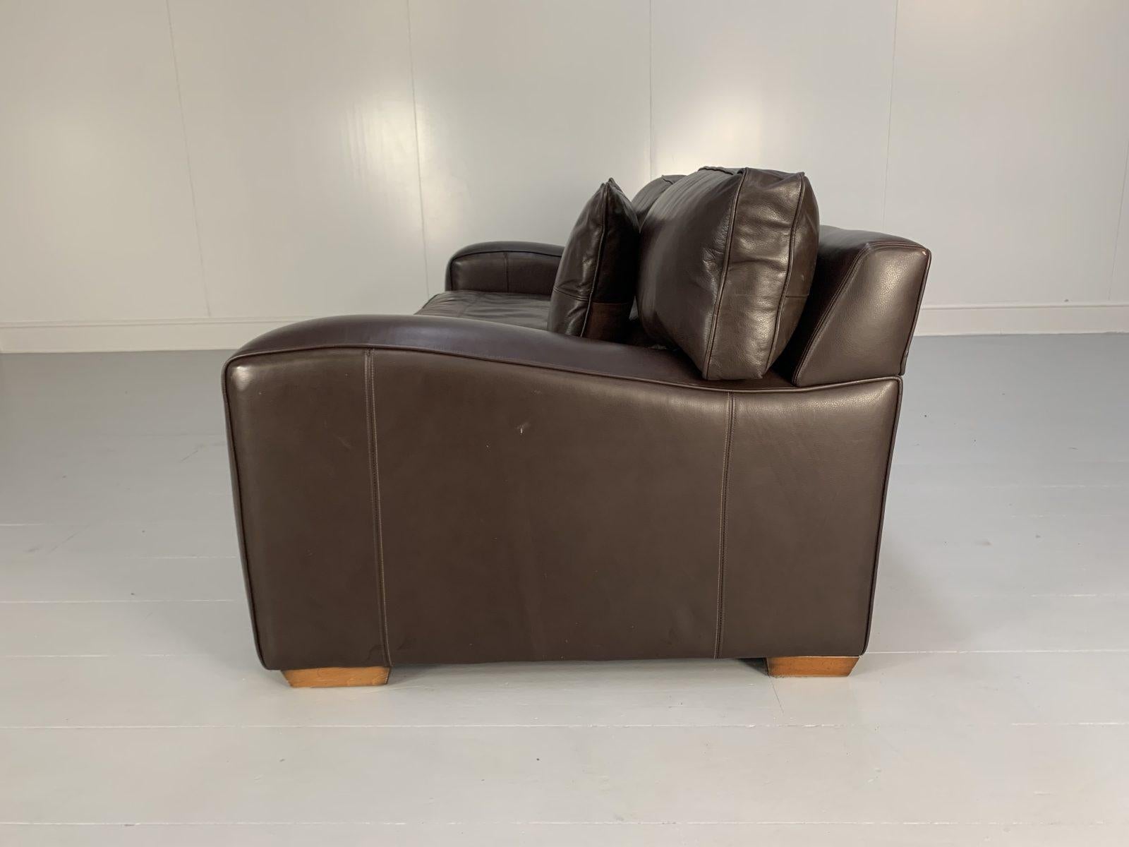 Faux Leather Duresta “Panther” Grand 3-Seat Sofa, in Dark Brown Leather For Sale