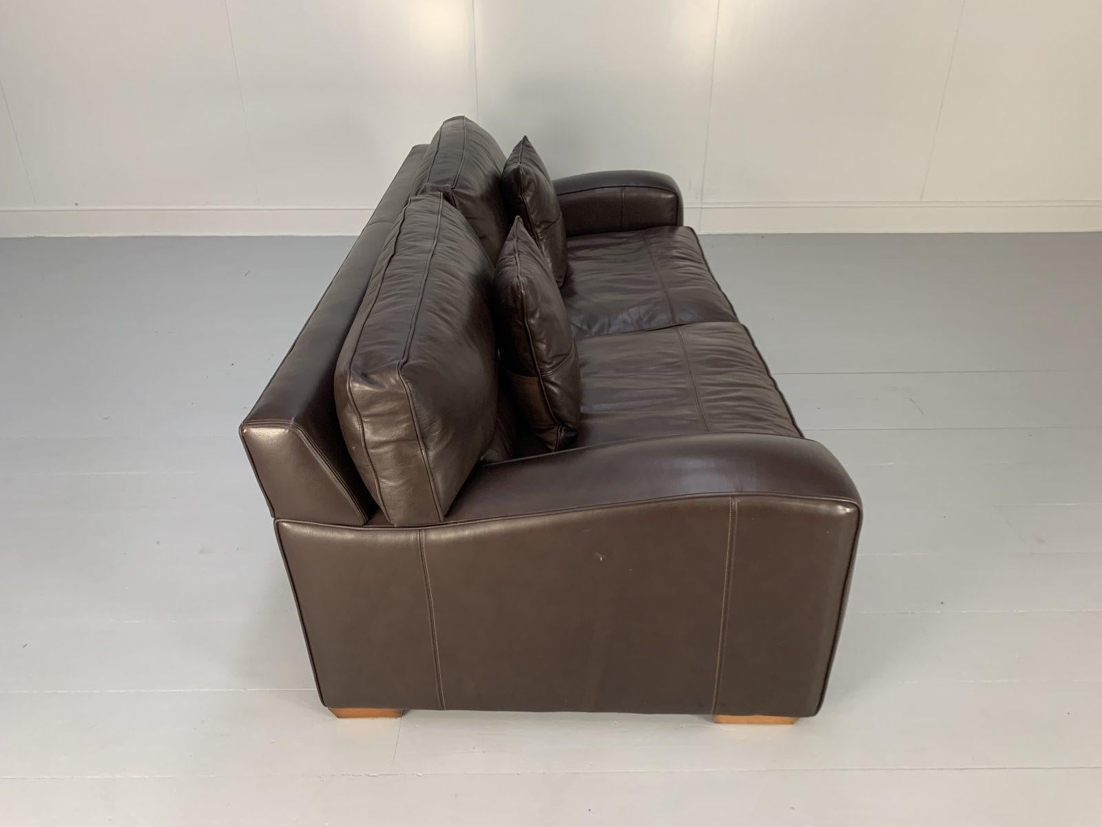 Duresta “Panther” Grand 3-Seat Sofa, in Dark Brown Leather For Sale 1