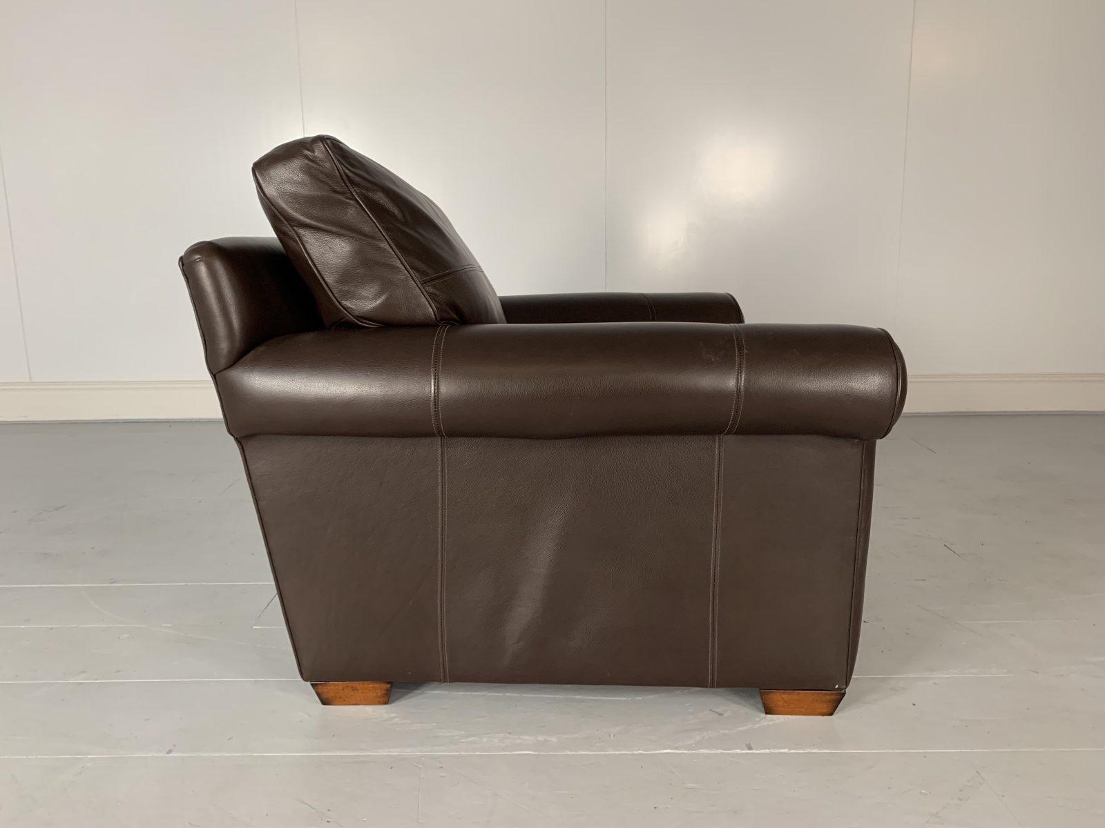 Duresta “Scroll-Arm” 2 Armchair Suite, in Dark Brown “Niven” Leather For Sale 1