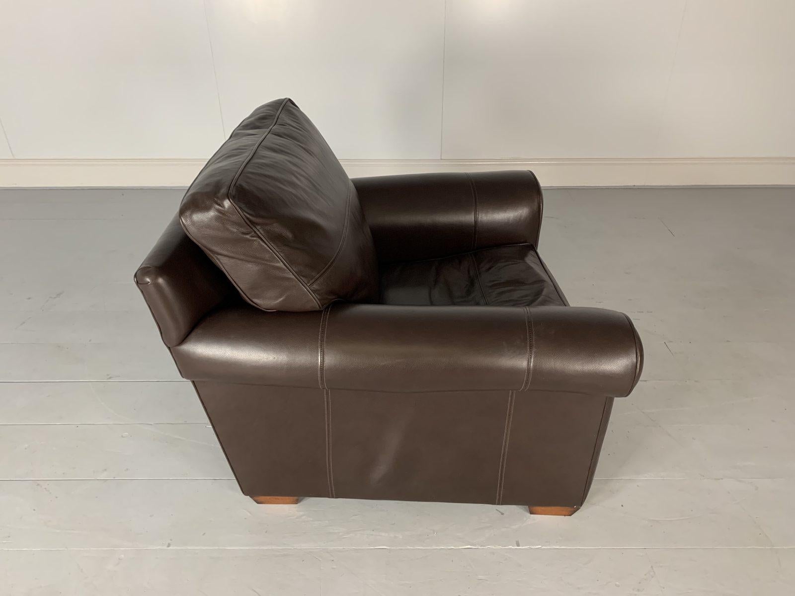 Duresta “Scroll-Arm” 2 Armchair Suite, in Dark Brown “Niven” Leather For Sale 3
