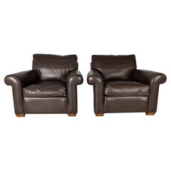 Suite di 2 poltrone "Scroll-Arm" di Duresta - in pelle "Niven" marrone scuro