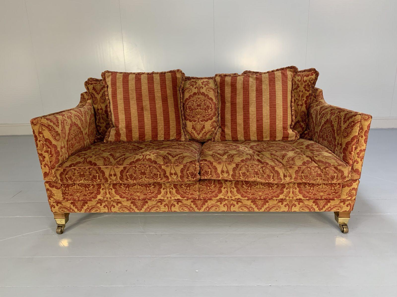 Duresta “Trafalgar” 2 Sofa & Armchair Suite, in Red & Gold Damask 5