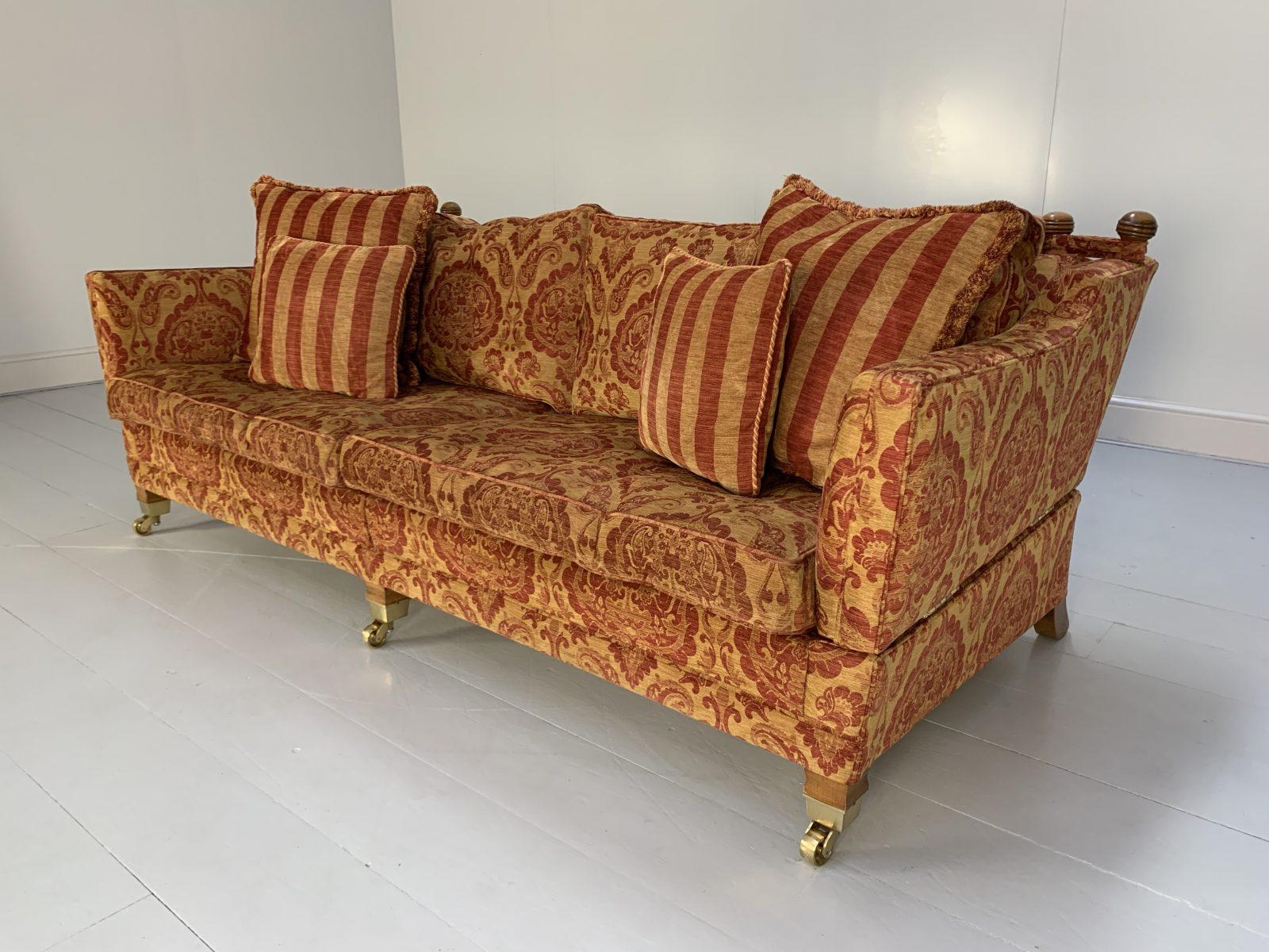 Duresta “Trafalgar” 2 Sofa & Armchair Suite, in Red & Gold Damask 7