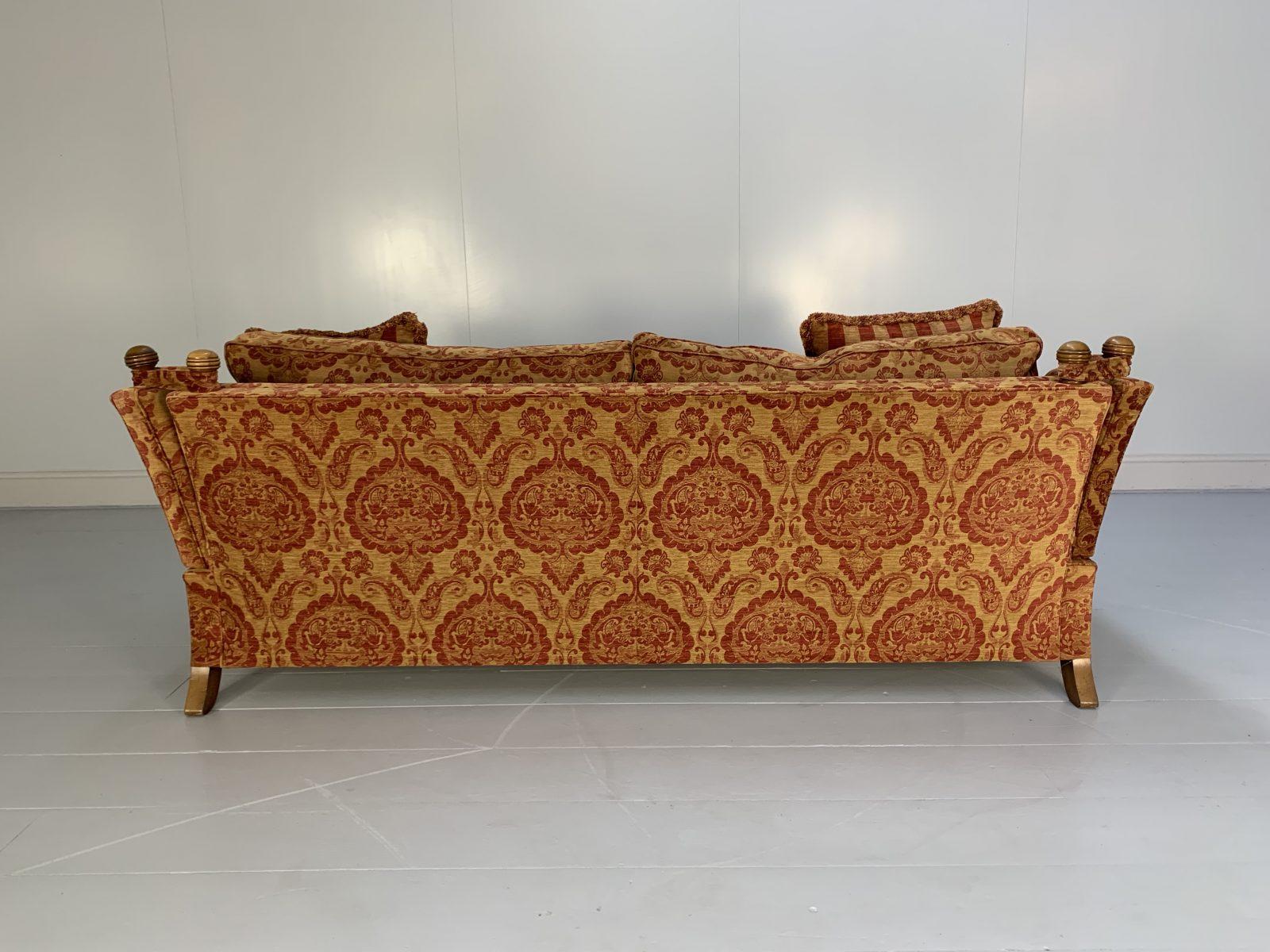 Contemporary Duresta “Trafalgar” 2 Sofa & Armchair Suite, in Red & Gold Damask