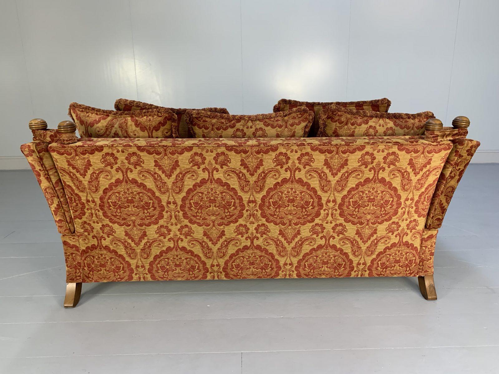 Duresta “Trafalgar” 2 Sofa & Armchair Suite, in Red & Gold Damask 2