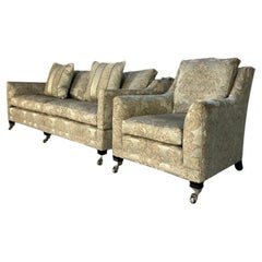Duresta "Trafalgar" Sofa & Armchair - In Metallic Damask