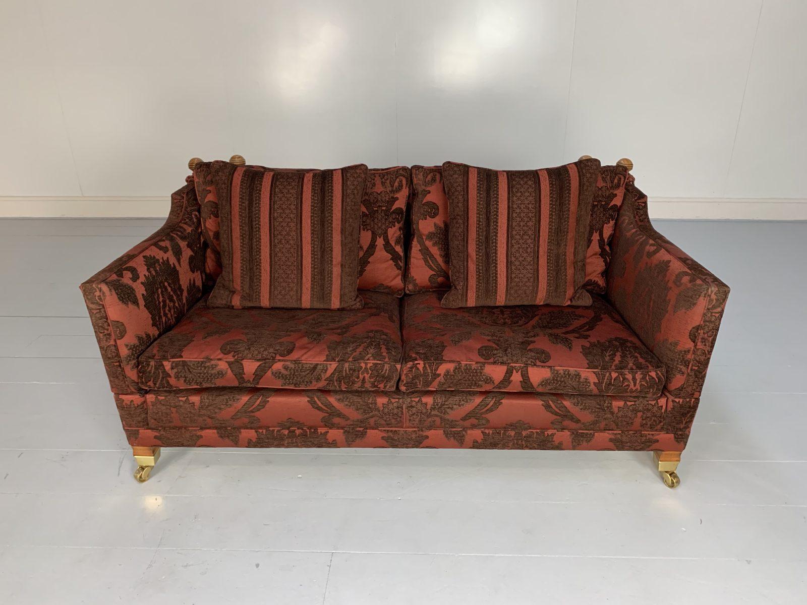 Duresta “Trafalgar” Sofa & “Devonshire” Armchair, in Deep Red Damask For Sale 5