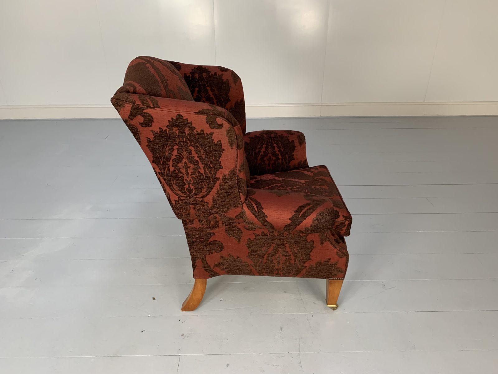 Duresta “Trafalgar” Sofa & “Devonshire” Armchair, in Deep Red Damask For Sale 7