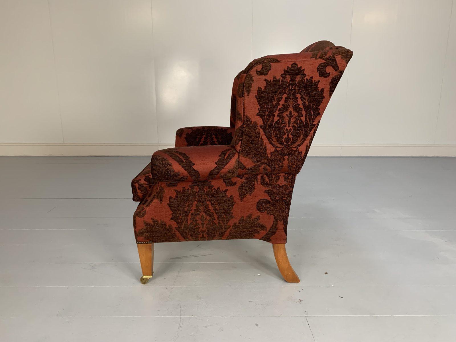 Duresta “Trafalgar” Sofa & “Devonshire” Armchair, in Deep Red Damask For Sale 9