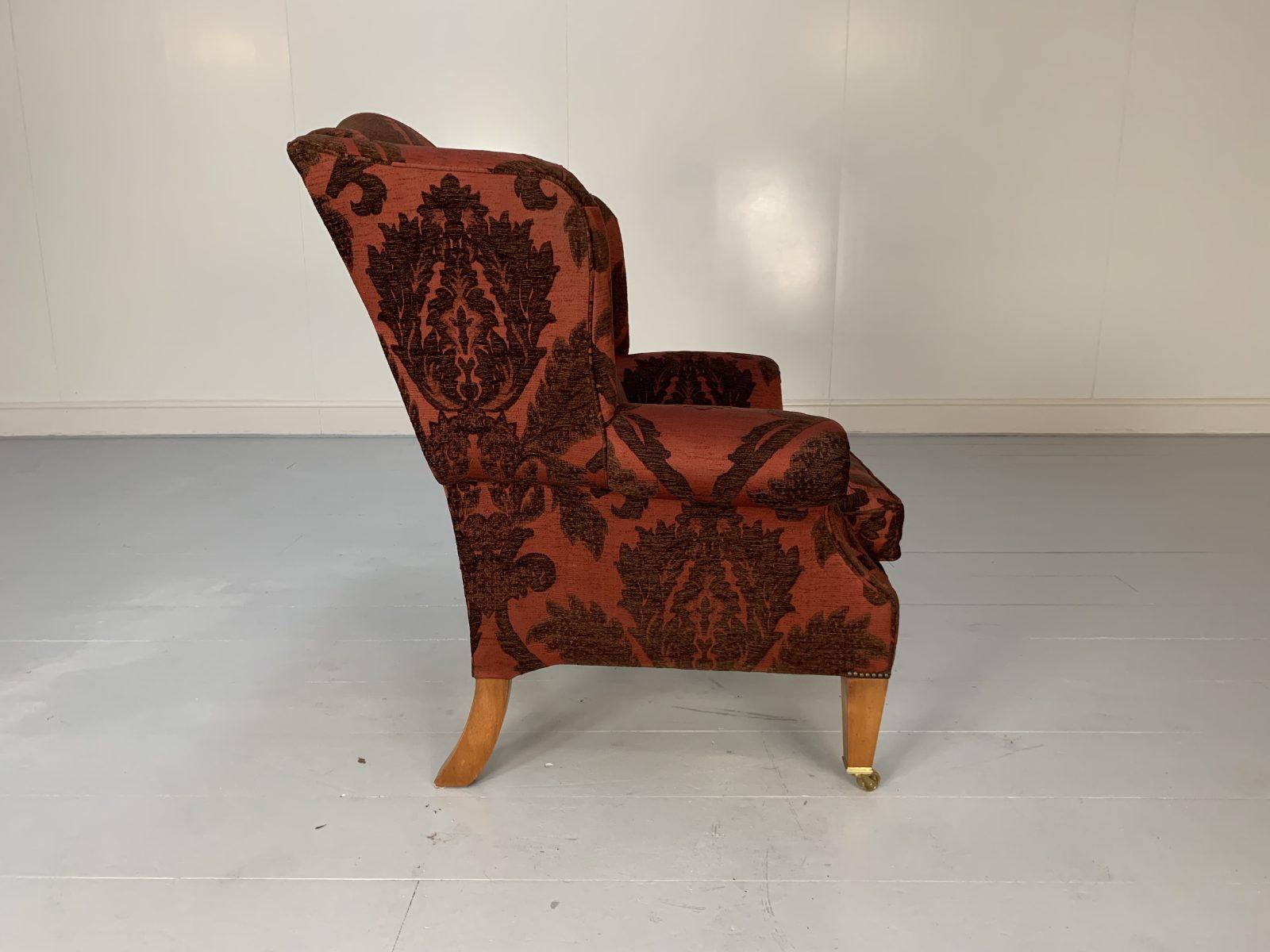 Duresta “Trafalgar” Sofa & “Devonshire” Armchair, in Deep Red Damask For Sale 11