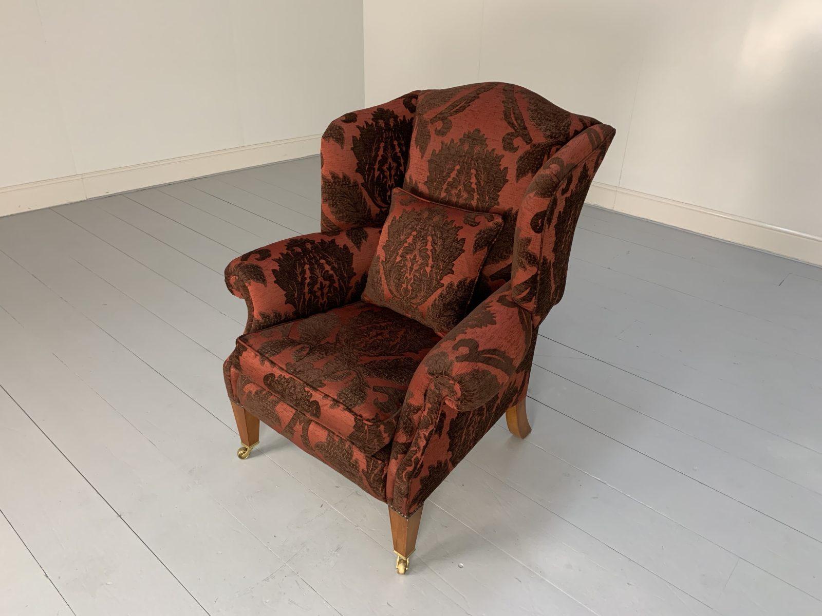 Duresta “Trafalgar” Sofa & “Devonshire” Armchair, in Deep Red Damask For Sale 12