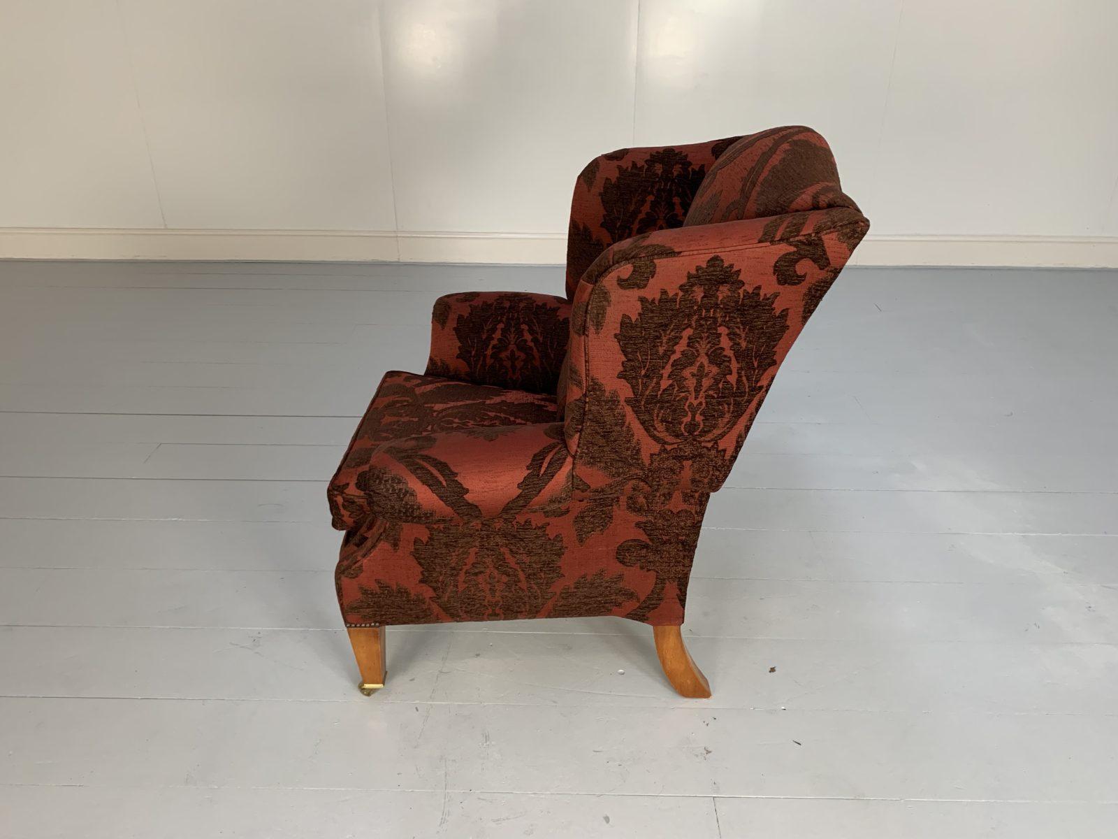Duresta “Trafalgar” Sofa & “Devonshire” Armchair, in Deep Red Damask For Sale 13
