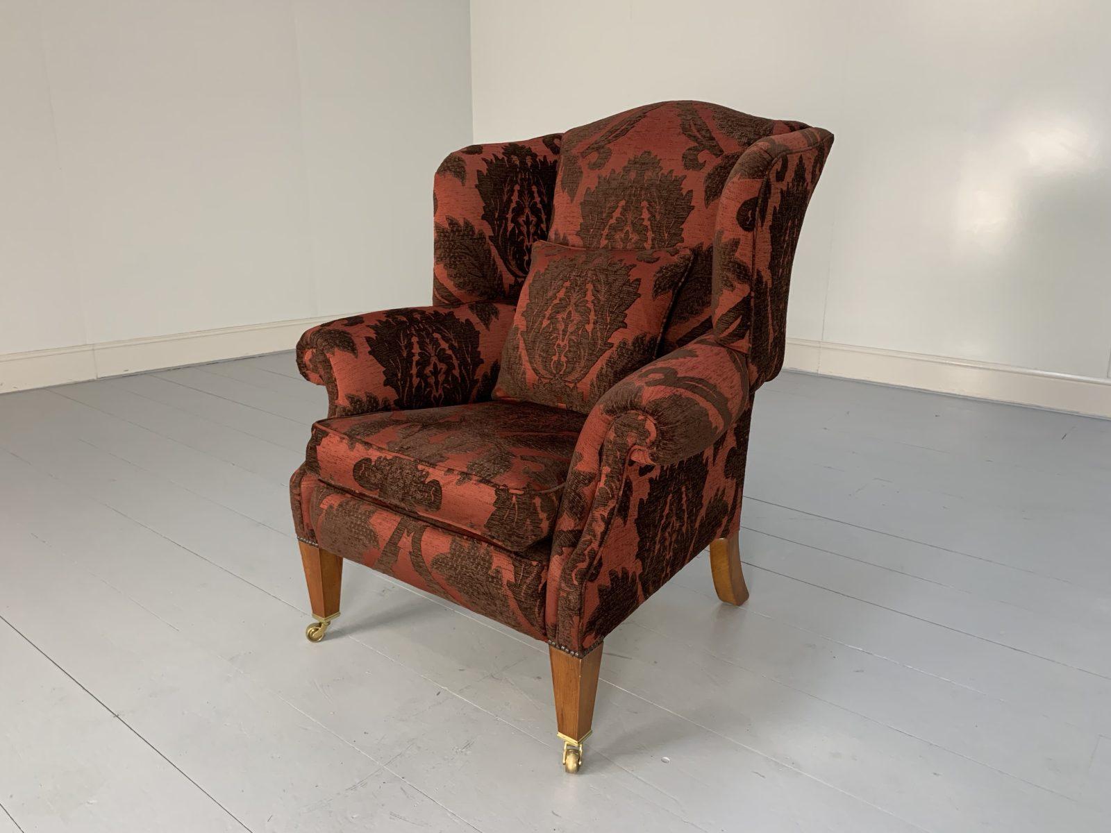 Duresta “Trafalgar” Sofa & “Devonshire” Armchair, in Deep Red Damask For Sale 14