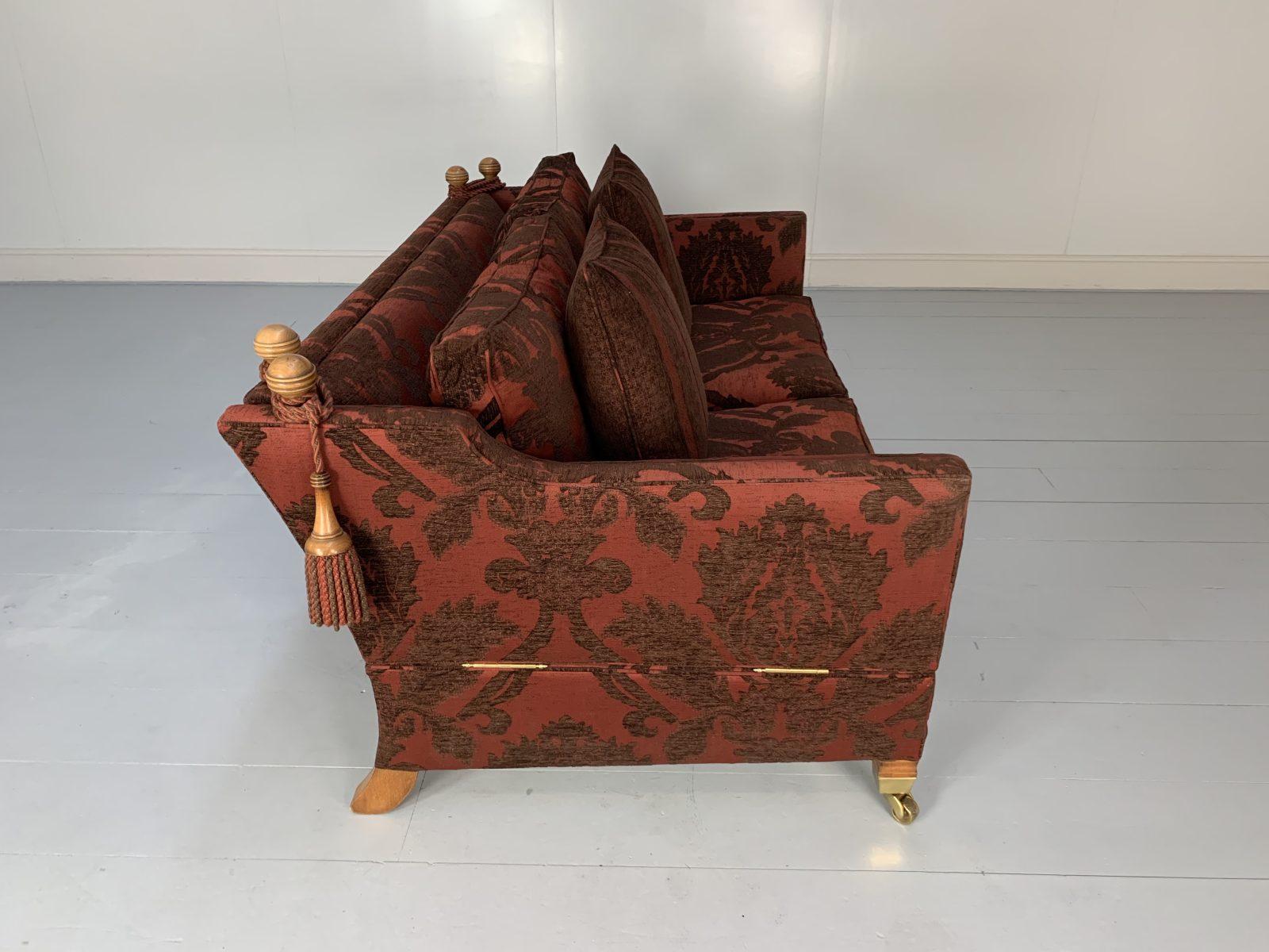 Contemporary Duresta “Trafalgar” Sofa & “Devonshire” Armchair, in Deep Red Damask For Sale