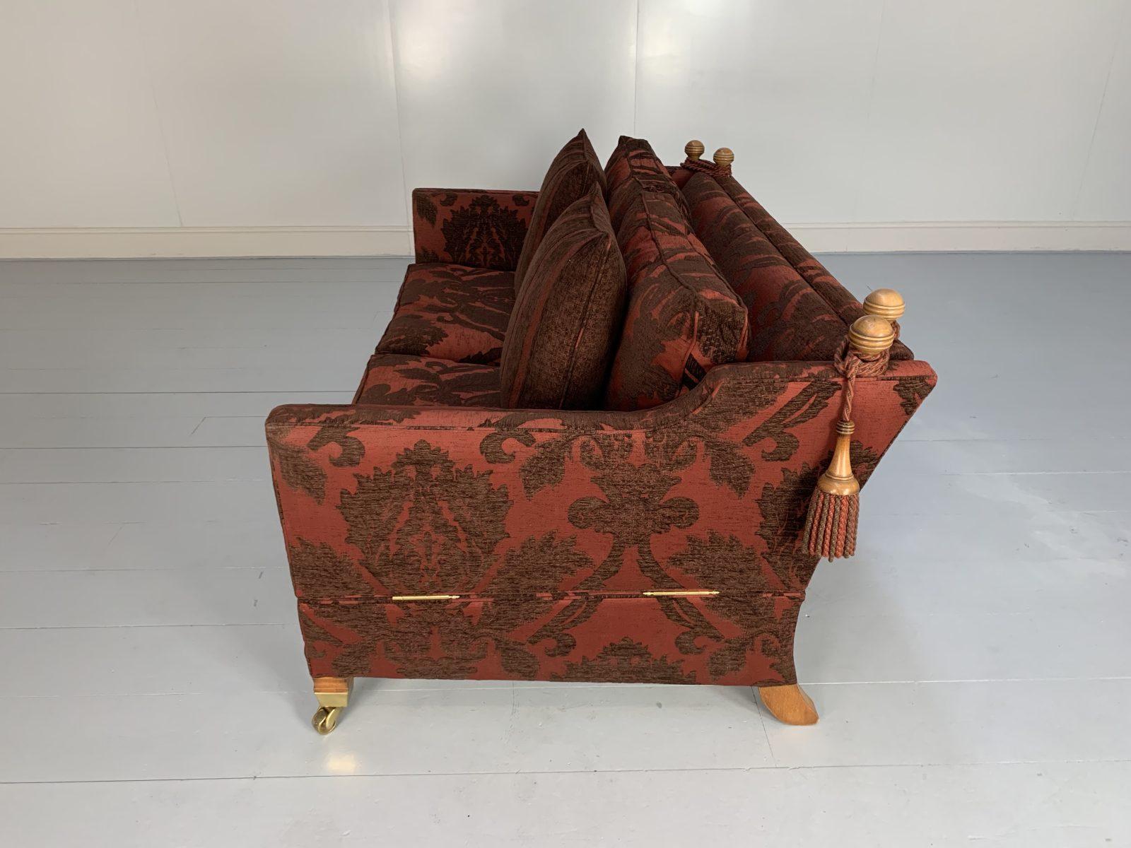 Duresta “Trafalgar” Sofa & “Devonshire” Armchair, in Deep Red Damask For Sale 2