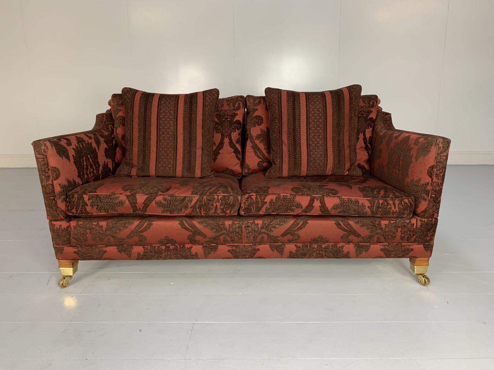 Duresta “Trafalgar” Sofa & “Devonshire” Armchair, in Deep Red Damask For Sale 3