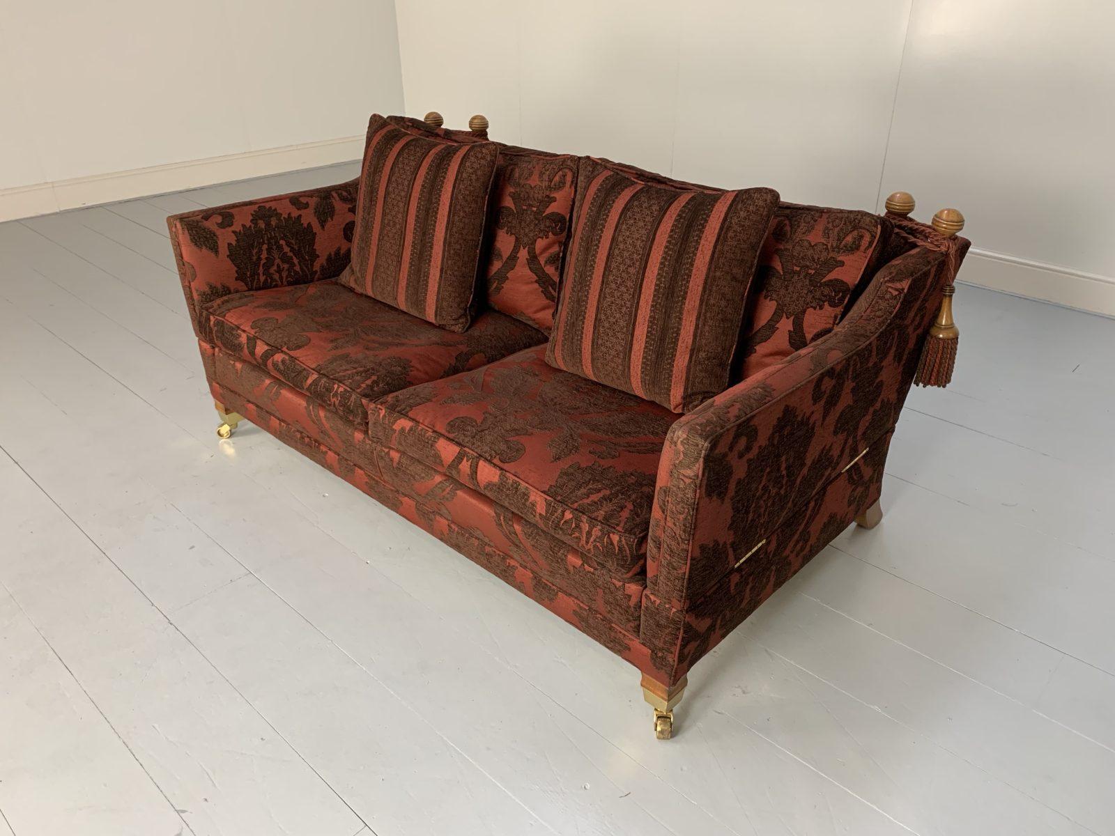 Duresta “Trafalgar” Sofa & “Devonshire” Armchair, in Deep Red Damask For Sale 4