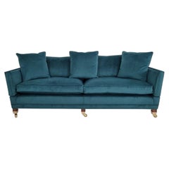 Duresta Trafalgar Three-Seater Luxury English Sofa in Luxurious Teal Velvet