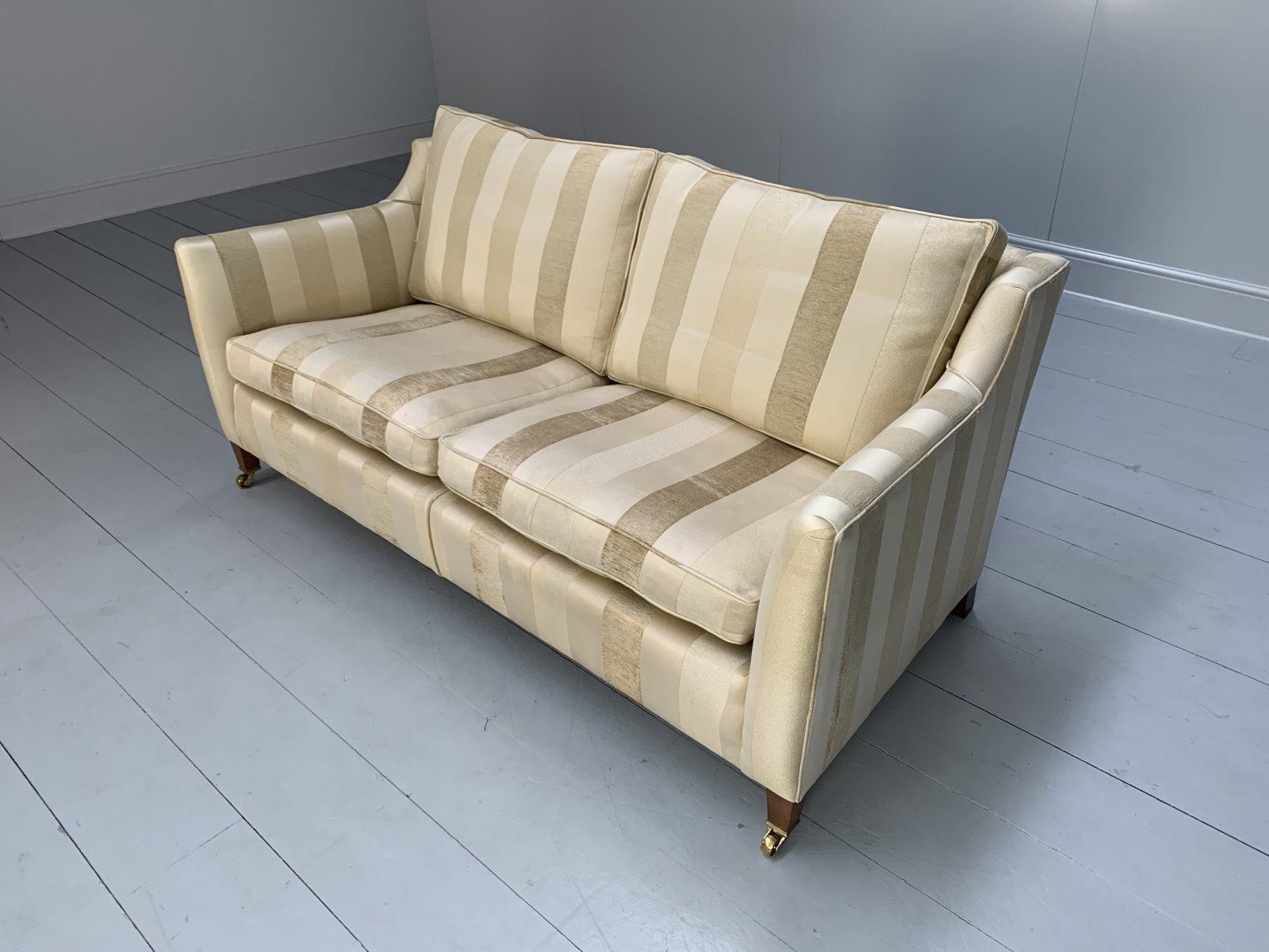 Fabric Duresta “Villeneuve” Sofa – 2.5-Seat – in Ivory Gold Stripe