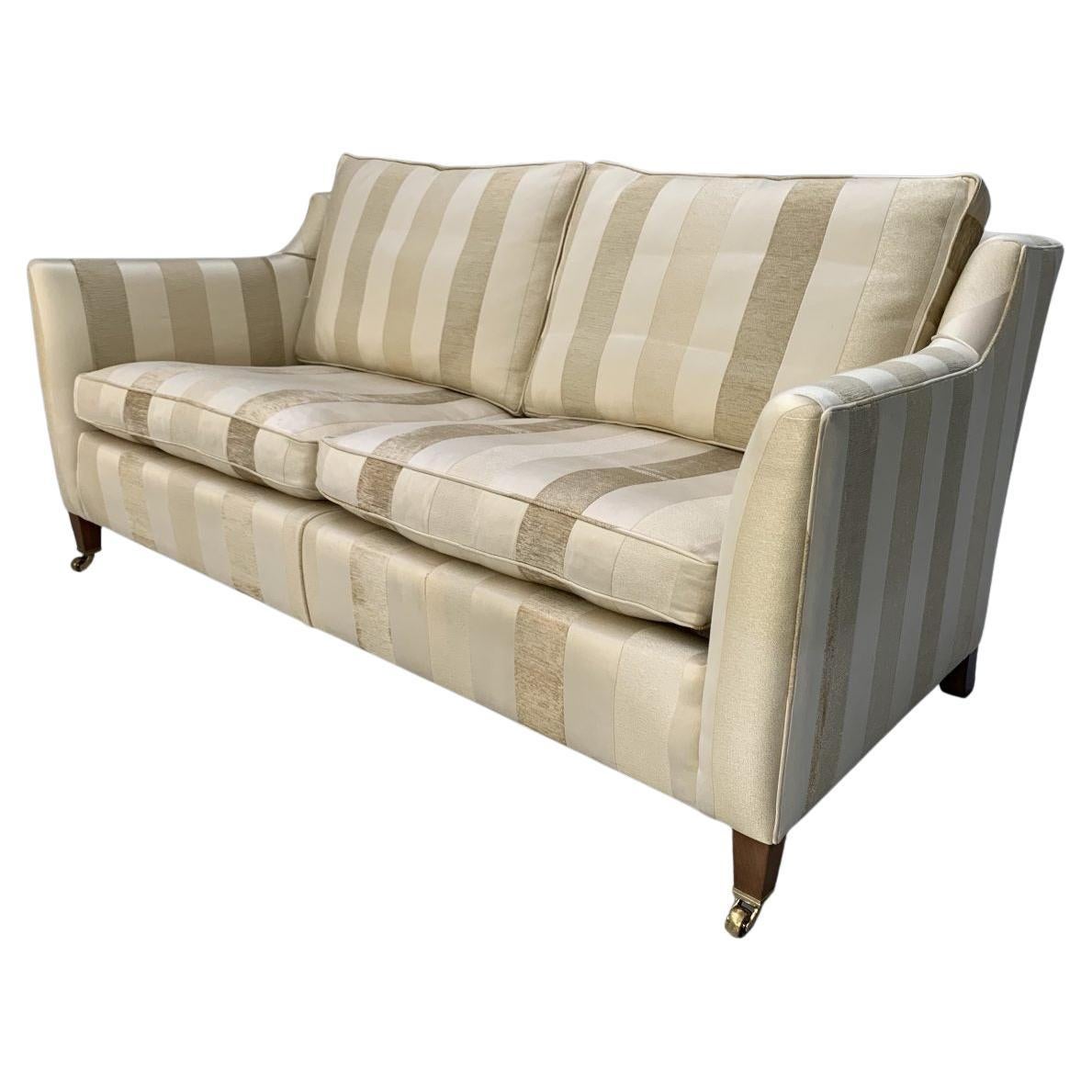 Duresta "Villeneuve" Sofa - 2.5-Seat - In Ivory Gold Stripe For Sale