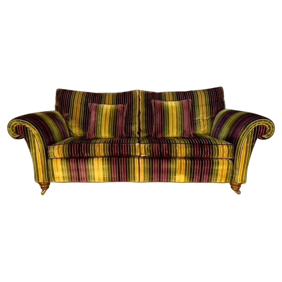 Duresta "Watson" 3-Seat Sofa - In "Velluti Stripe" Velvet Fabric For Sale