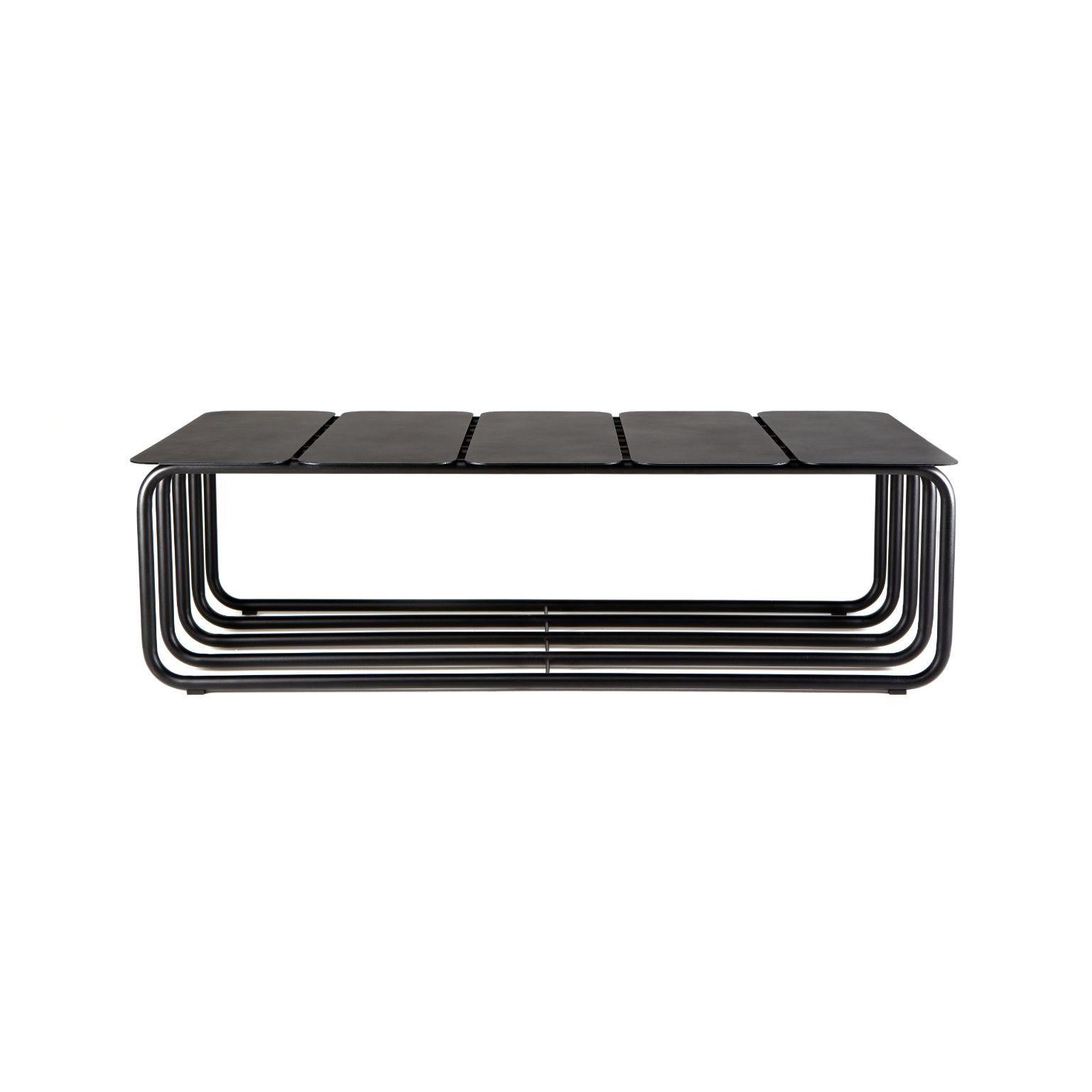Dureza - coffee table by Cultivado Em Casa
Dimensions: 120 x 60 x 35 cm
Materials: Carbon steel and electrostatic painting.

Carbon steel reigns as raw material, guiding both the simple and rigorous shapes and the graphic language of this new