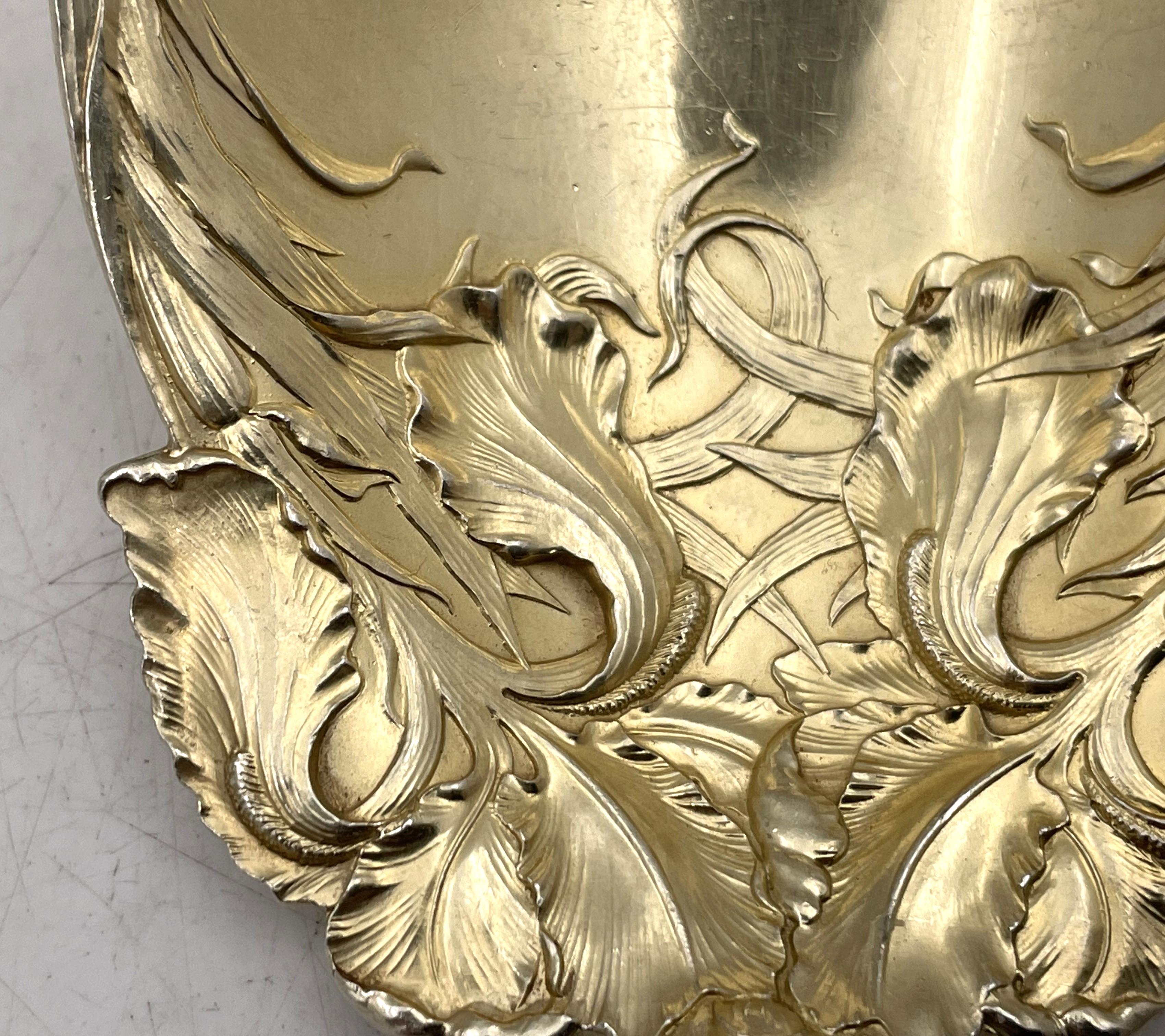 Durgin Gilt Sterling Silver Salad Serving Set in New Art Pattern Art Nouveau In Good Condition For Sale In New York, NY