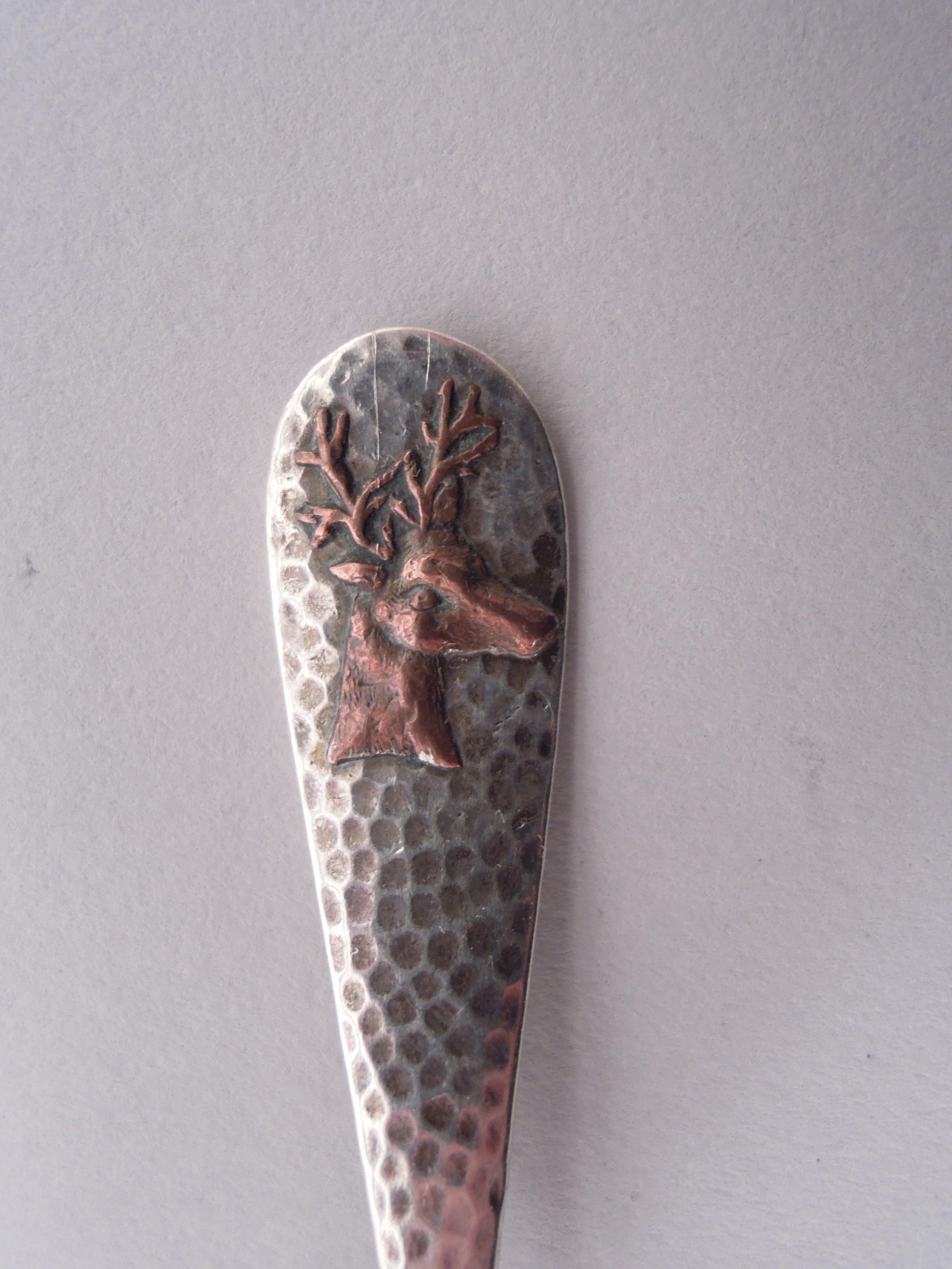 Durgin Cucharas Demitasse de caza y pesca de metal mixto japonesas Appliqué
