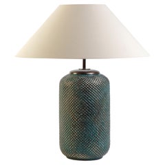 DURIAN. Table Lamp in Aged Bronze, Modern Art Deco Design Handmade Shade Include