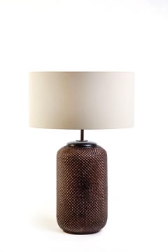 DURIAN. Table Lamp in Aged Copper, Modern Art Deco Design Handmade Shade include