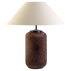 DURIAN. Table Lamp in Aged Copper, Modern Art Deco Design Handmade Shade include