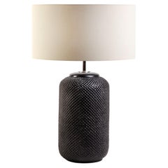 DURIAN. Table Lamp in Graphite, Modern Art Deco Design Handmade Shade included